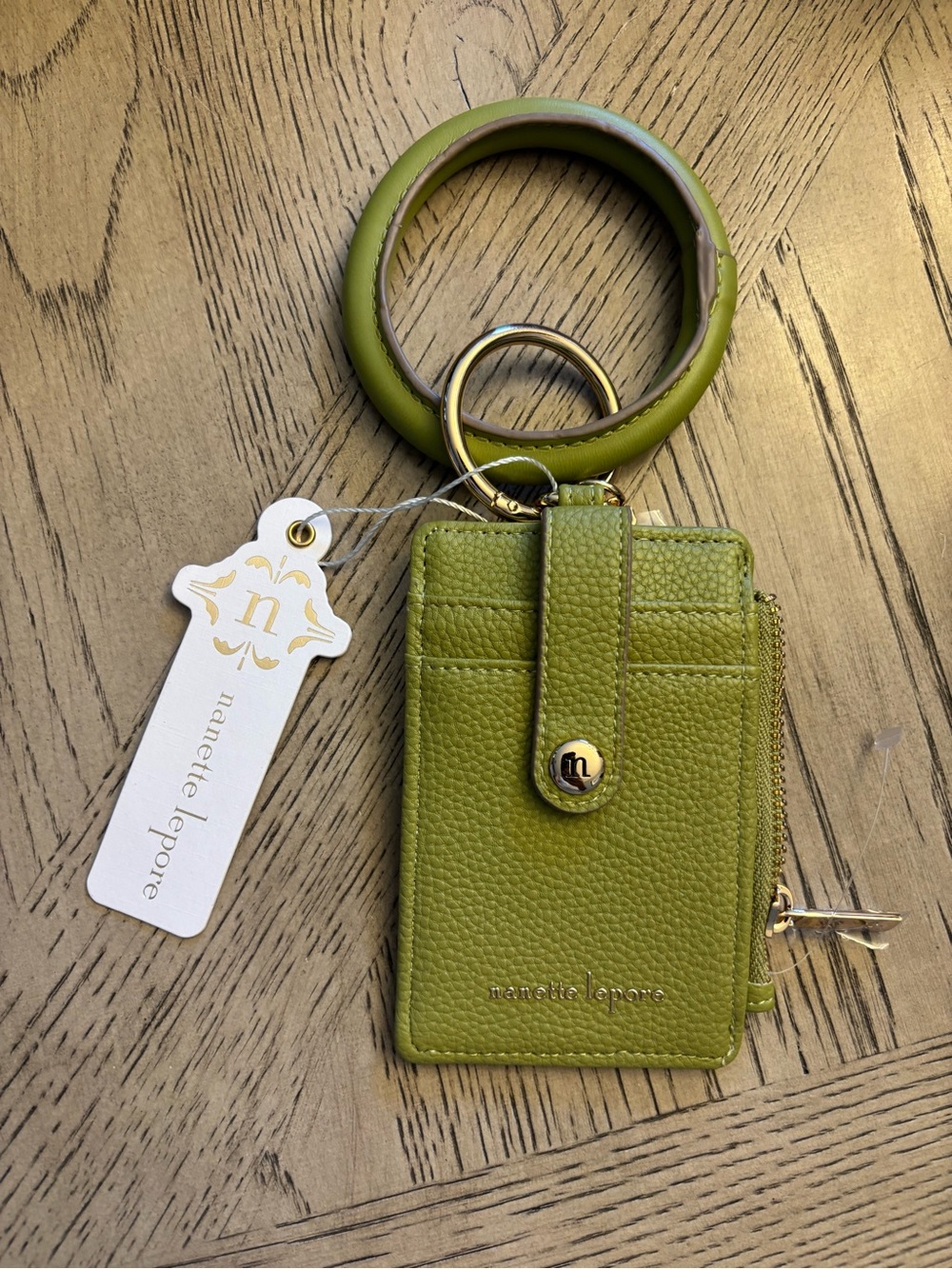 Nanette Lepore Green Card Holder Wristlet Keychain NWT